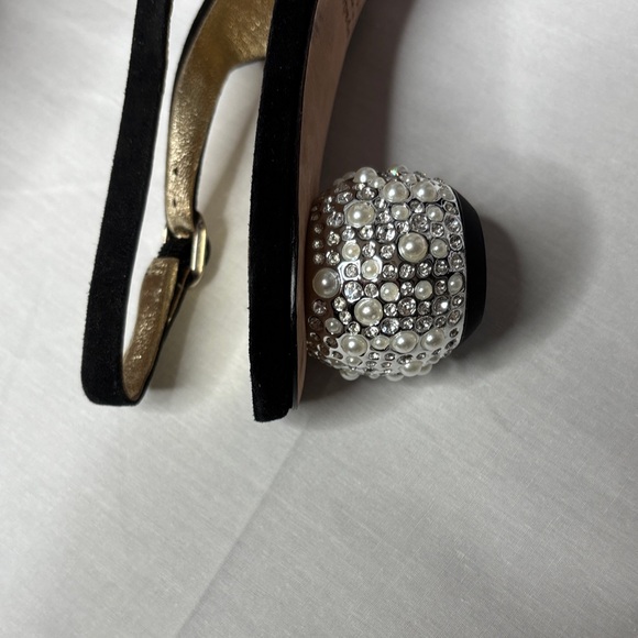 🖤NWOT! Kate Spade Black Size 7.5 Ruby Sling Shoes Bedazzled 1" Round Heel!🖤 - Picture 4 of 14